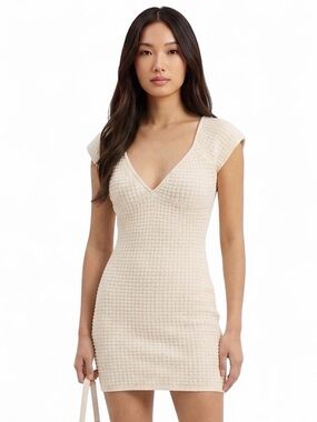 Musera Cream Textured Bodycon Mini Dress NWT Size S